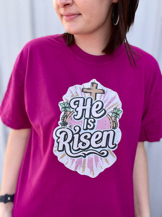 Comfort color Boysenberry He is risen