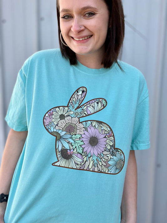 Comfort color Chalky Mint Floral bunny